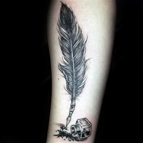 50 Quill Tattoo Designs For Men Feather Pen Ink Ideas Quill Tattoo
