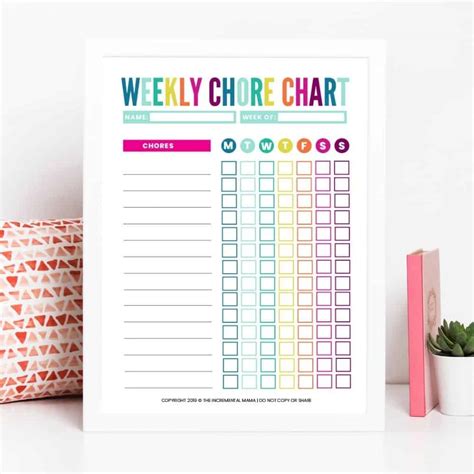 customizable  printable chore charts printable templates