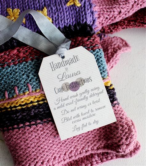 knitting care hang tags handmade item care instructions etsy hang
