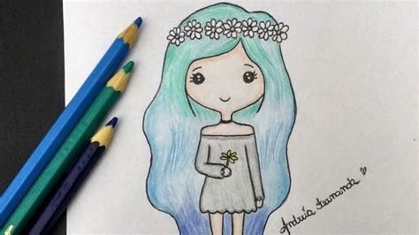 como desenhar bonequinha tumblr com coroa de flores youtube