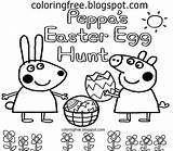 Peppa Pig Coloring Pages Easter Color Egg Rebecca Rabbit Easy Hunt Drawing Printable Cartoon Colouring Kids Bunny School Eggs Worksheets sketch template