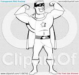 Hero Super Clipart Arms Flexing Cartoon Both Coloring Outlined Vector Thoman Cory Clip Clipartof sketch template