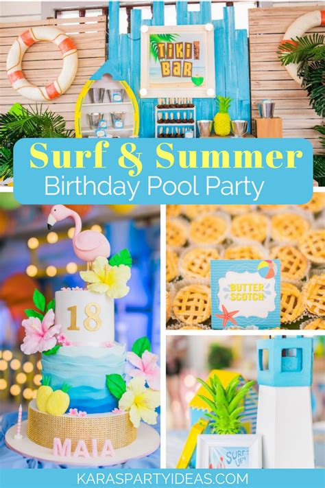 Kara S Party Ideas Surf And Summer Birthday Pool Party