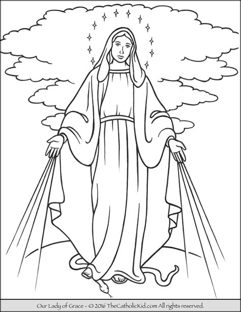 lady  grace coloring page mary thecatholickidcom jesus