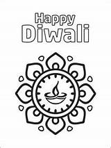 Diwali Printable Cards Happy Coloring Card Print sketch template