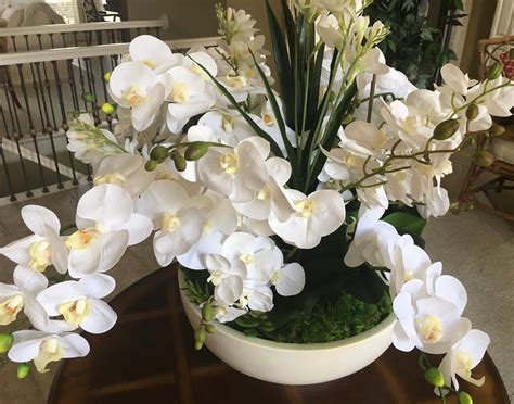 White Phalaenopsis Orchid Faux Silk Flower Arrangement W Etsy Canada