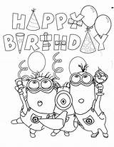 Birthday Minions Happy Coloring Minion Pages Hmcoloringpages sketch template