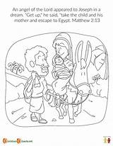 Joseph Mary Coloring Egypt Escape Jesus Bible Sunday School Children Lesson Birth Ministry Kids Angel Matthew Childrens Pdf sketch template