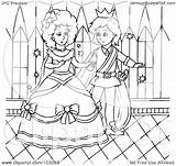 Cinderella Coloring Outline Prince Dancing Royalty Illustration Clipart Bannykh Alex Rf 2021 sketch template
