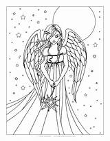 Coloring Angel Pages Printable Adults Anime Getdrawings sketch template