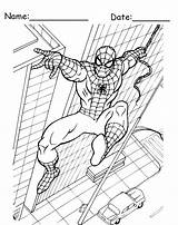 Coloring Pages Spiderman Printable Swing Building sketch template