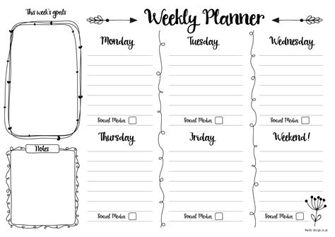weekly planner printable pinteres