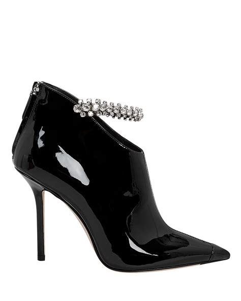 black pointed toe leather booties jimmy choo intermix