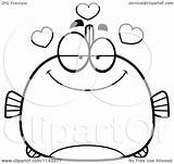 Fish Clipart Cartoon Piranha Chubby Infatuated Blowfish Outlined Coloring Vector Thoman Cory Illustration Royalty Clipartof sketch template