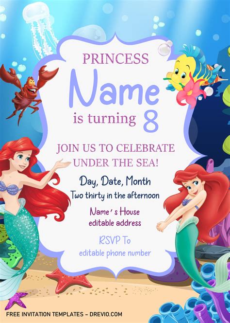 mermaid birthday invitation template