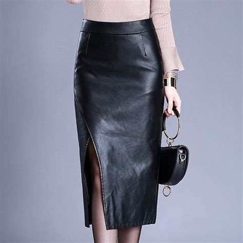 plus size s 4xl pu leather pencil skirts high waist skirt high waist
