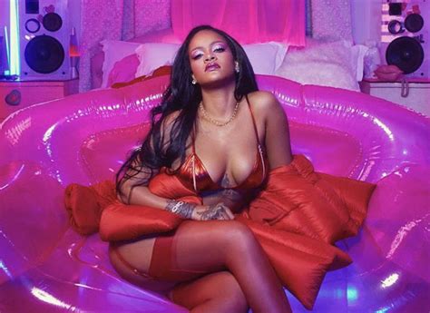 rihanna looks hot as hell in red revealing nightgown
