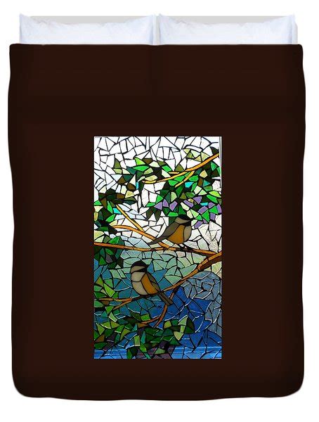 Mosaic Stained Glass Two Little Chickadees Glass Art By