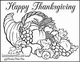 Cornucopia Coloring Pages Printable Getdrawings Thanksgiving sketch template