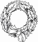 Wreath Christmas Vintage Graphic Drawing Clipart Wreaths Holiday Simple Graphics Coloring Pages Drawings Fairy Thegraphicsfairy Illustration Adult Frame Cards Frames sketch template