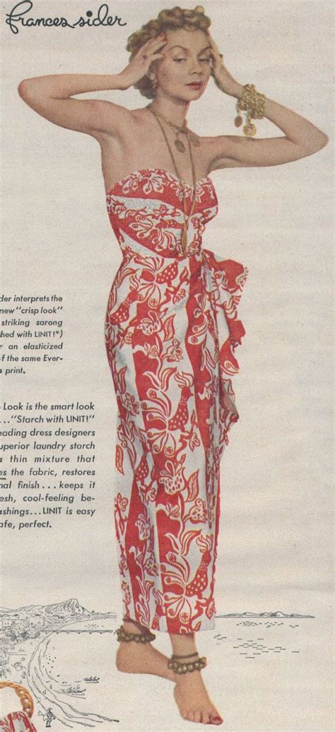 1940s Woman In Red And White Sarong Vintage Magazine Ad