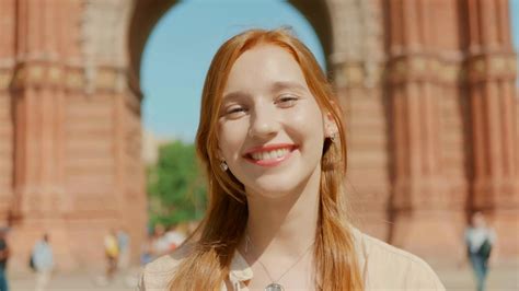 closeup smiling female face posing on camera stock footage sbv