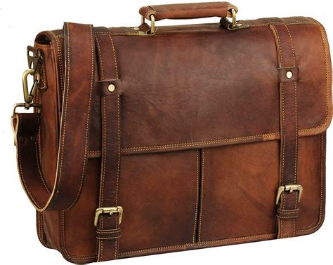 brown vintage leather laptop messenger bag  mens leather