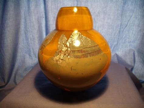 Modern Art Glass Gourd Vase Signed From Glassalley On Ruby