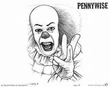 Pennywise Coloring Pages Drawing Clown Fanart Print Printable Kids sketch template