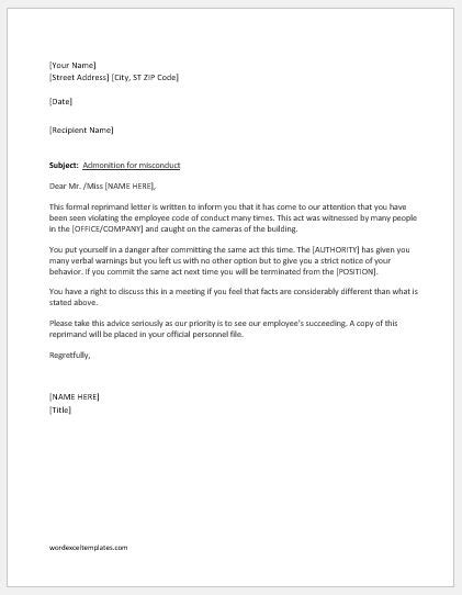 reprimand letter writing guide  sample template word excel