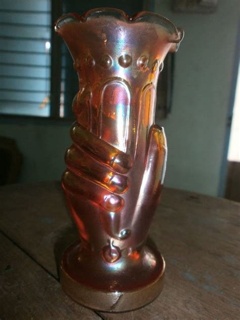 Small Carnival Glass Hand Vase Made By Jain Carnival