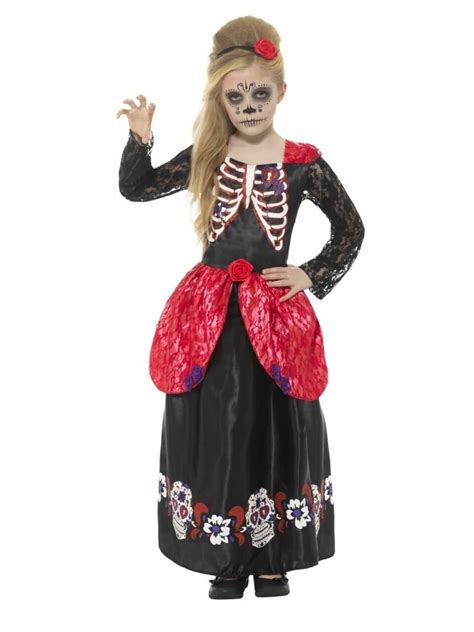 black  red deluxe day   dead girl child halloween costume large girls fancy