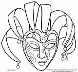 Carnival Mask Color Coloring Jester sketch template