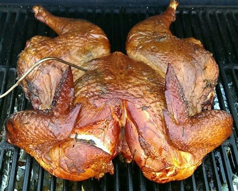 butter and herb rubbed turkey spatchcocked and applewood