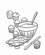 Coloring Dessert Pages Baking Cupcakes Kids sketch template