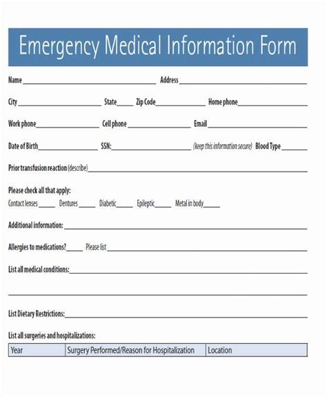 emergency contact form  children inspirational emergency contact