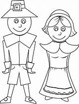 Pilgrim Coloring Pages Kids Printable Couple Simple sketch template