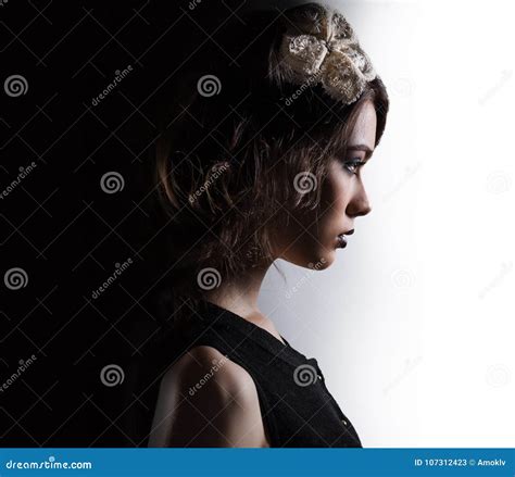 side face  gorgeous woman stock image image  hair closeup