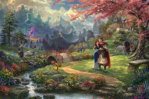 Disney Mulan Blossoms Of Love Limited Edition Canvas Thomas Kinkade