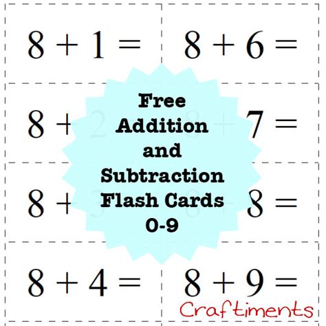 addition  subtraction flash cards printable printable word searches