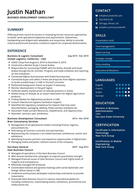 business development consultant resume sample   resumekraft