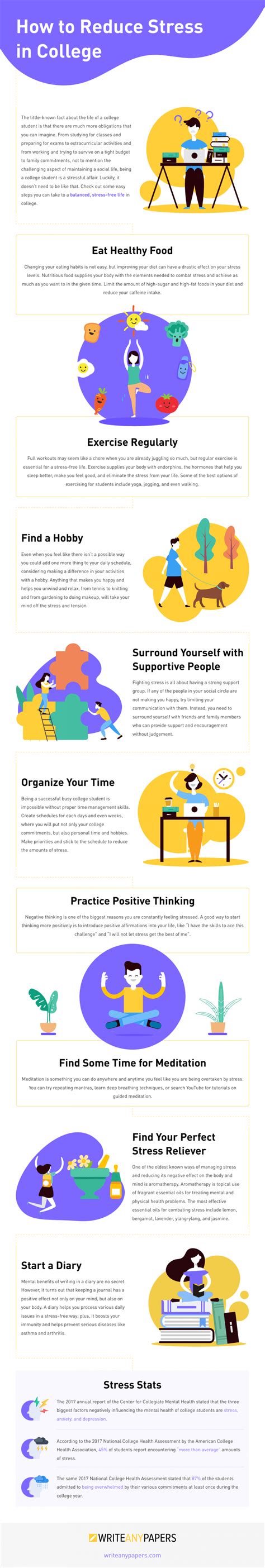 ways to deal with stress in college 50 infographics to help you less