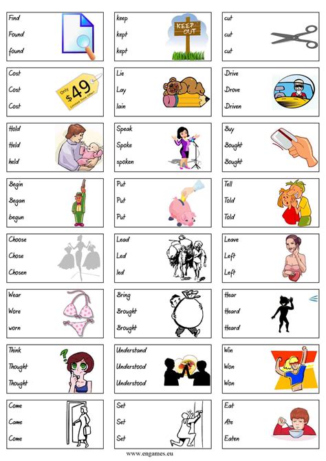 irregular verbs  simple tense games  learn english games
