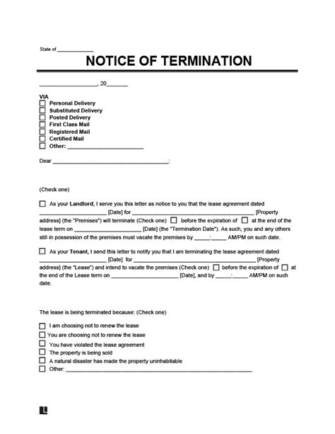 lease termination letter  day notice  word