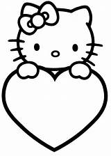Kitty Hello Coloring Pages Valentine Heart Valentines Printable Cartoon Kids Silhouette Colouring Drawing Para Colorear Printables Coat Sheets Color Print sketch template