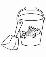 Bucket Shovel Coloring Fish Pages Beach Decorated Sand Template Getcolorings Color sketch template