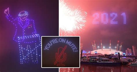 uk welcomes  year  drone display fireworks  indoor parties metro news