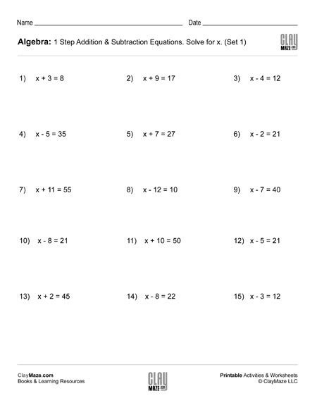 addition  subtraction equations worksheets worksheet hero