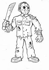 Jason Coloring Pages Friday Voorhees 13th Scary Visit sketch template