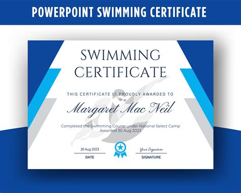 swimming certificate  swimming award swimming achievement